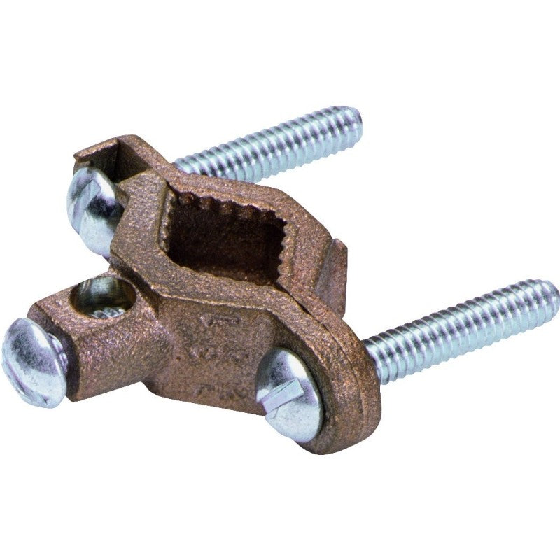 nVent ERICO CWP2J Pipe Clamp, Clamping Range: 1/4 to 1 in, #10 to 2 AWG Wire, Silicone Bronze