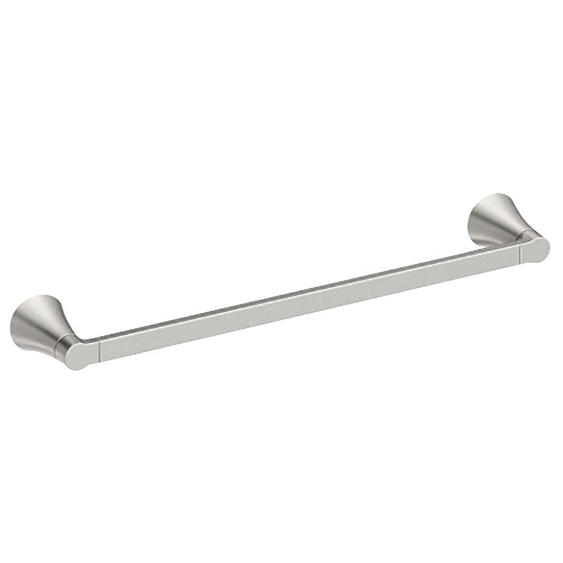 Moen Mikah Series Y0724BN Towel Bar, 24 in L Rod, Zinc, Brushed Nickel, Wall Mounting