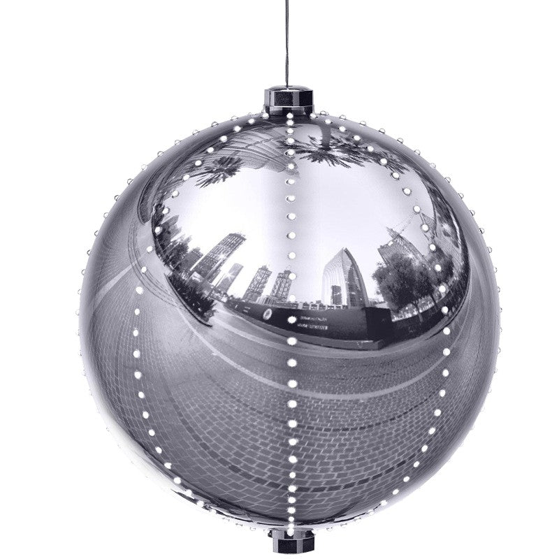 Santas Forest 60832 Ornament, 6 in H, Round Bulb, Plastic, Silver, Internal Light/Music: Internal Light (Pack of 2)