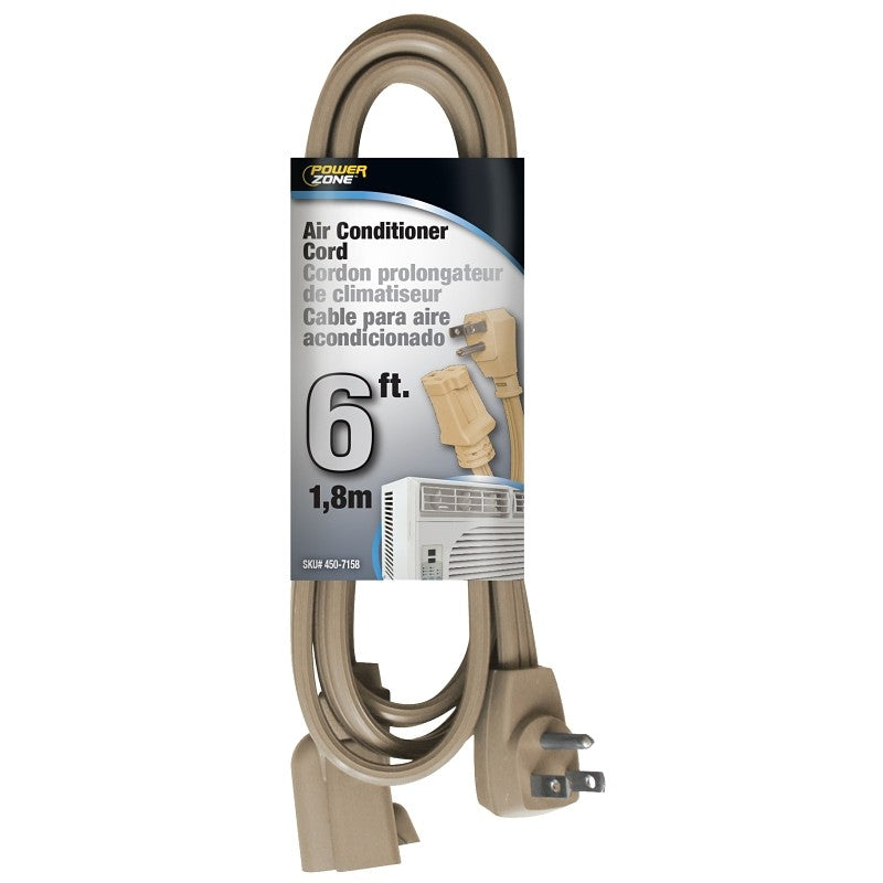 PowerZone OR681506 Extension Cord, SPT-3, Vinyl, Beige, For: Air conditioner and Appliances