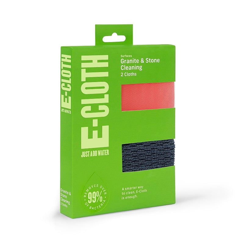 e-cloth 10635 Granite and Stone Cleaning Cloth Kit, 12-1/2 in L, 12-1/2 in W, Polyamide/Polyester