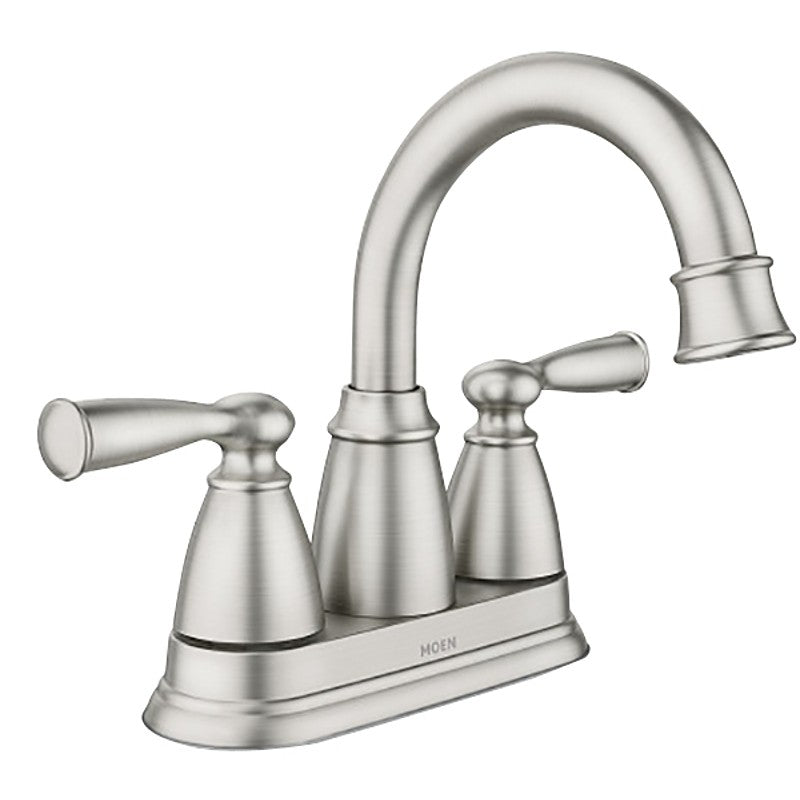 Moen Banbury 84943SRN Series Centerset Bathroom Faucet, High-Arc, Rotating Spout, Brushed Nickel, 5-5/8 in, 1.2 gpm