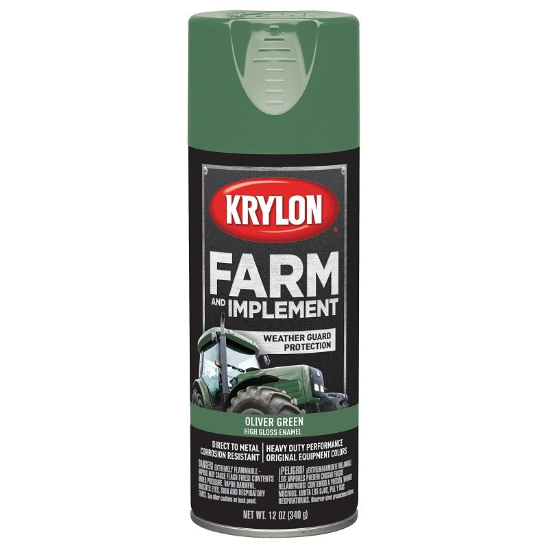 Krylon K01943000 Farm Equipment Spray, High-Gloss, Oliver Green, 12 oz (Pack of 6)