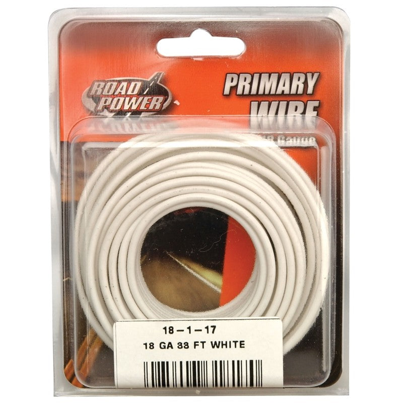 Road Power 55667233/18-1-17 Electrical Wire, 18 AWG Wire, 25/60 VAC/VDC, Copper Conductor, White Sheath, 33 ft L
