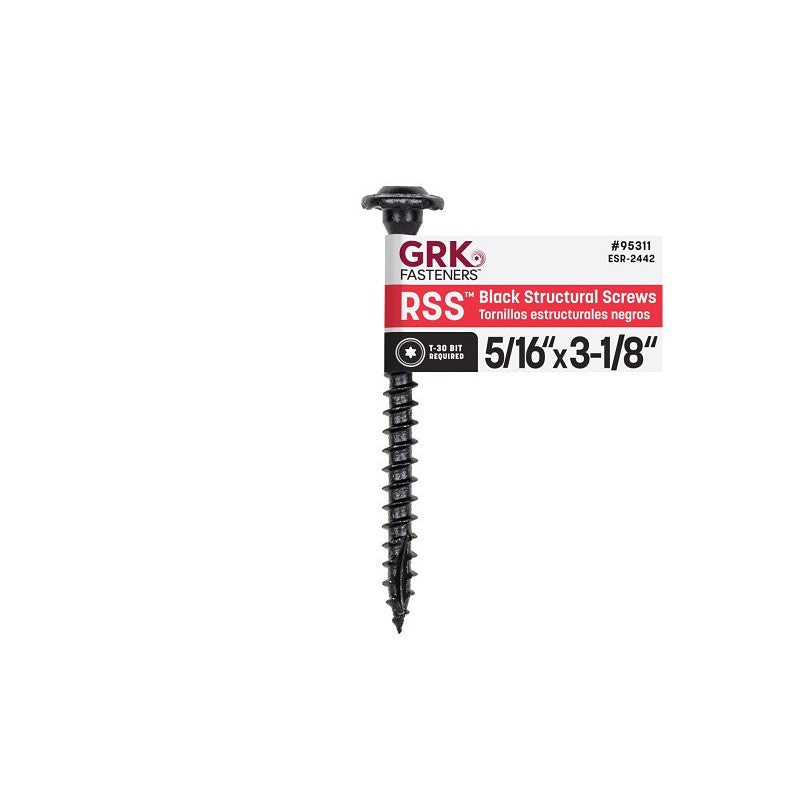 GRK Fasteners RSS Series 95311 Structural Screw, 3-1/8 in L, Coarse Thread, Washer Head, Torx Drive, Steel, Zinc-Plated (Pack of 50)