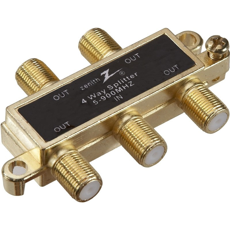Zenith VS1001SP4W Series Coax Splitter, 900 MHz, 1 Video Input, 4 Video Output