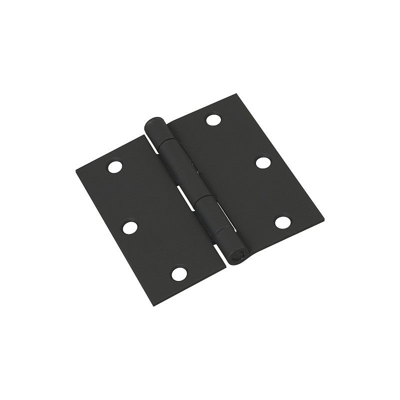 National Hardware N241-190 Square Corner Door Hinge, 3-1/2 in H Frame Leaf, Black, Cold Rolled Steel, Full-Mortise