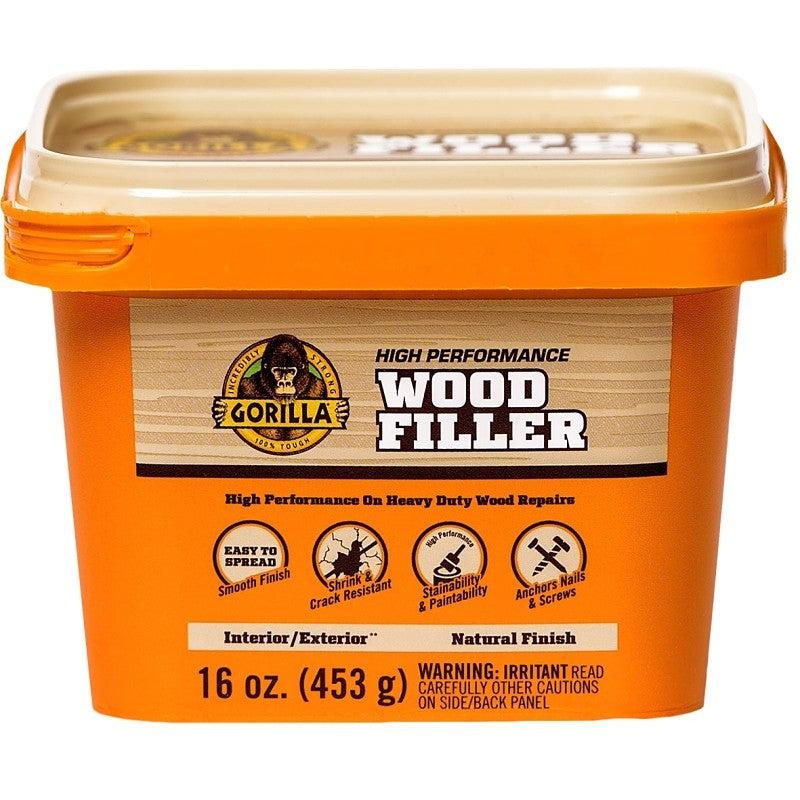 Gorilla 107103 Wood Filler, Liquid Paste, Odorless to Mild, Tan, 16 oz Tub (Pack of 6)