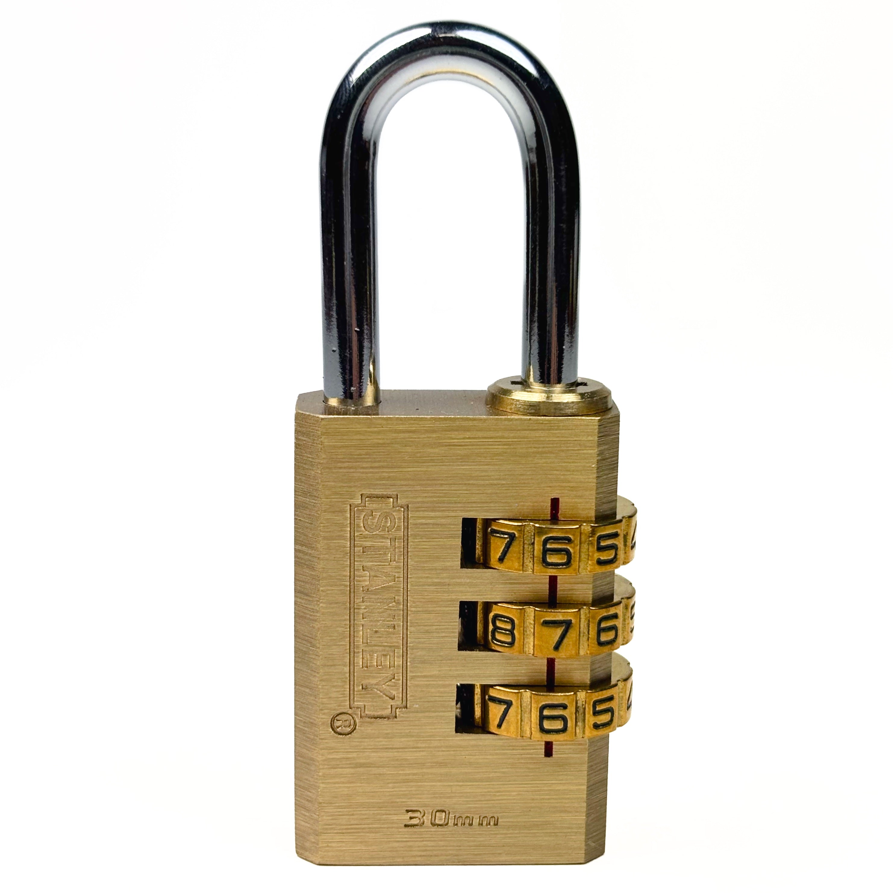 Multi-Use Indoor 1-3/16 Inch 30MM 3 Digit Combination Padlock Solid Brass Body