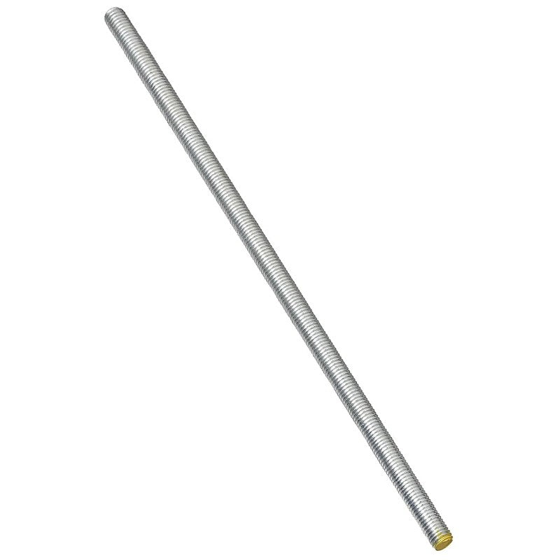 National Hardware N179-606 Threaded Rod, 3/8-16 Thread, 72 in L, A Grade, Steel, Zinc, UNC Thread