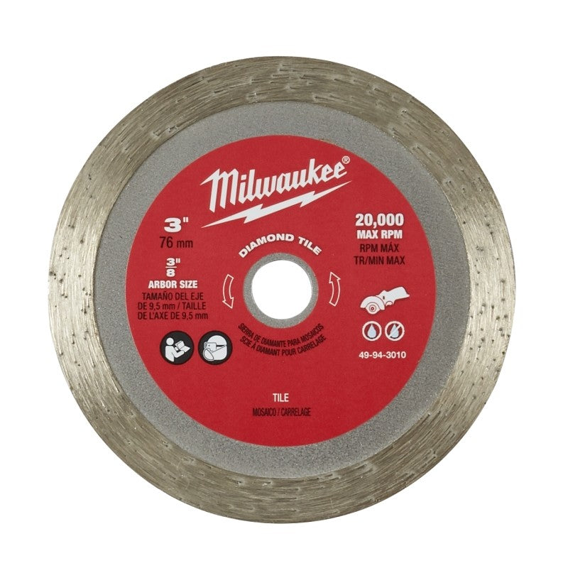 Milwaukee 49-94-3010 Diamond Tile Blade, 3 in W