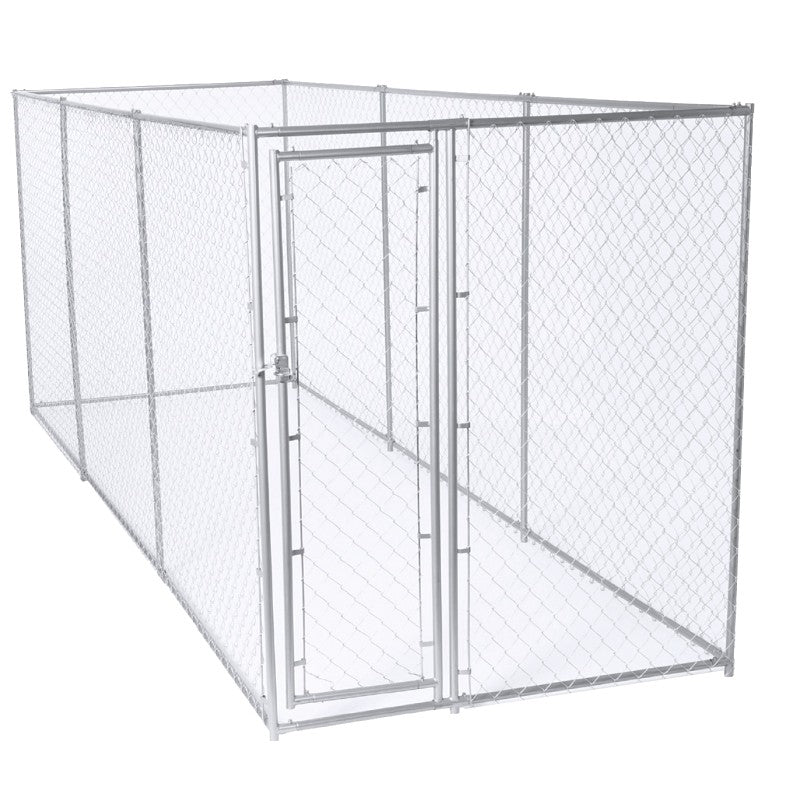 Lucky Dog CL 61528EZ Chain Link Kennel, 5 ft OAL, 15 ft OAW, 6 ft OAH, Steel, Silver