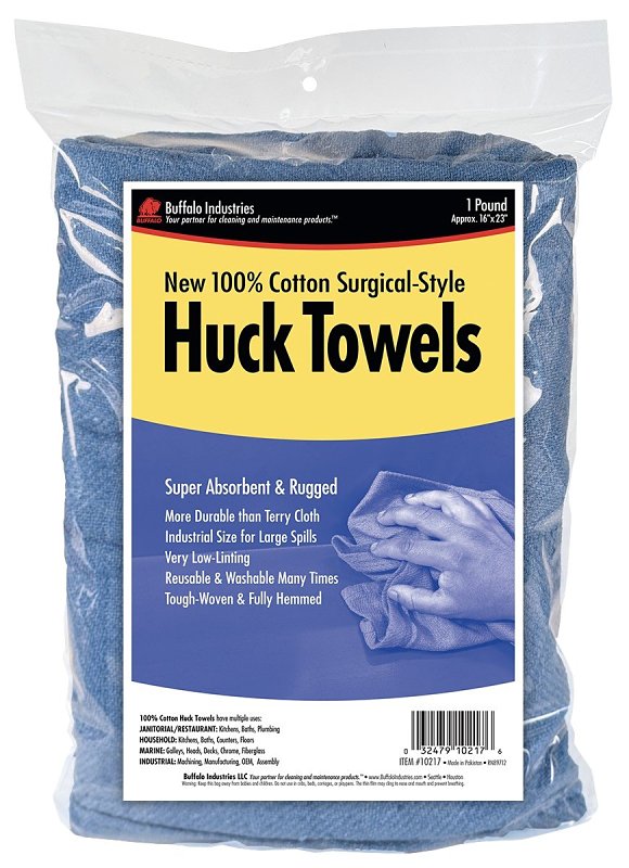 Buffalo 10217 Huck Towel, 23 in L, 16 in W, Cotton, Blue