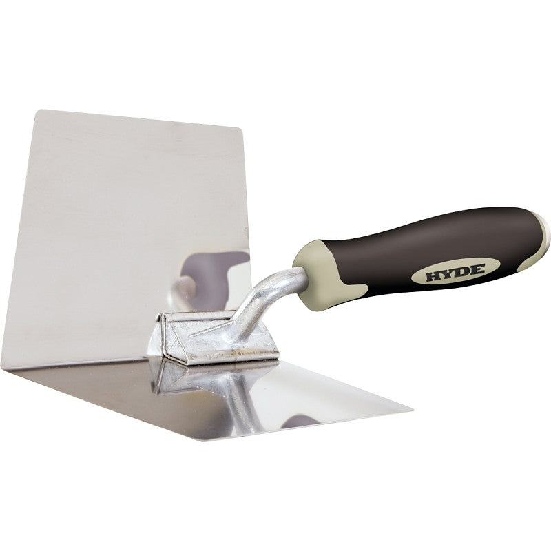 Hyde MAXXGRIP Series 09410 Corner Trowel, 4 in W Blade, Stainless Steel Blade, Non-Slip Grip Handle, Hardwood Handle