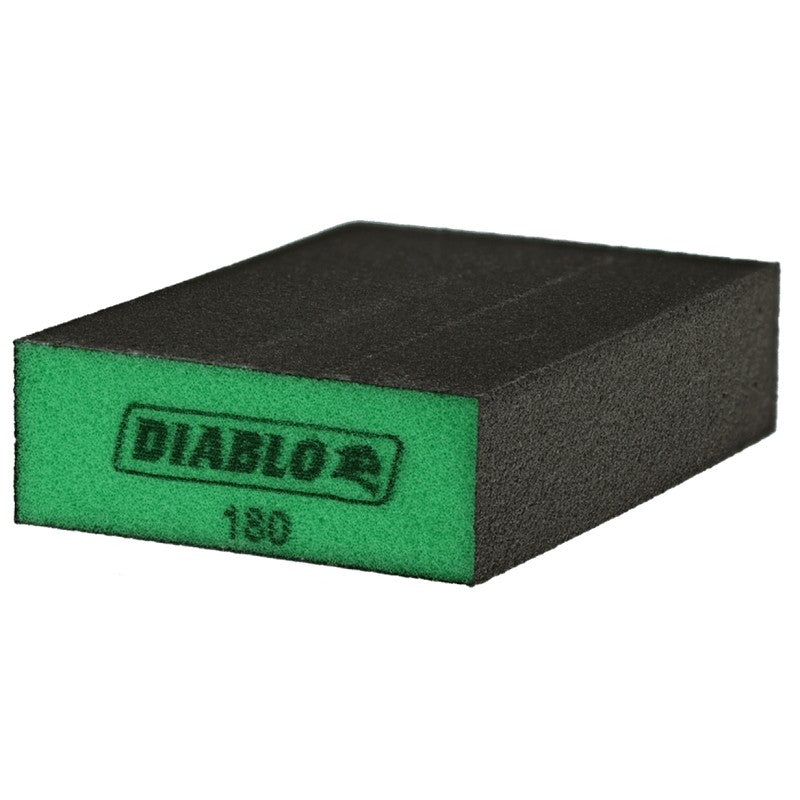 Diablo DFBLBLOSFN04G Sanding Sponge, Black/Green, 5 in L, 3 in W, 180 Grit, Aluminum Oxide Abrasive, 4/PK