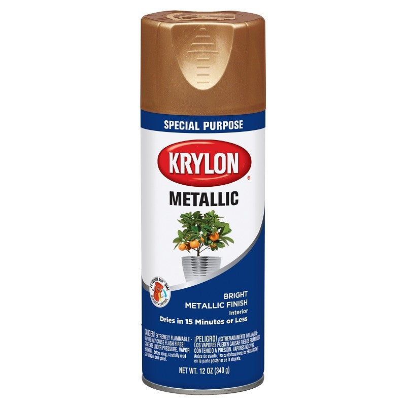 Krylon K01709A77 Spray Metallic Spray Paint, Metallic, Copper, 12 oz