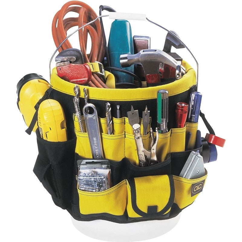 CLC Tool Works Series 4122 Bucket Tool Organizer, 61-Compartment, Rip-Stop Fabric, Black/Yellow