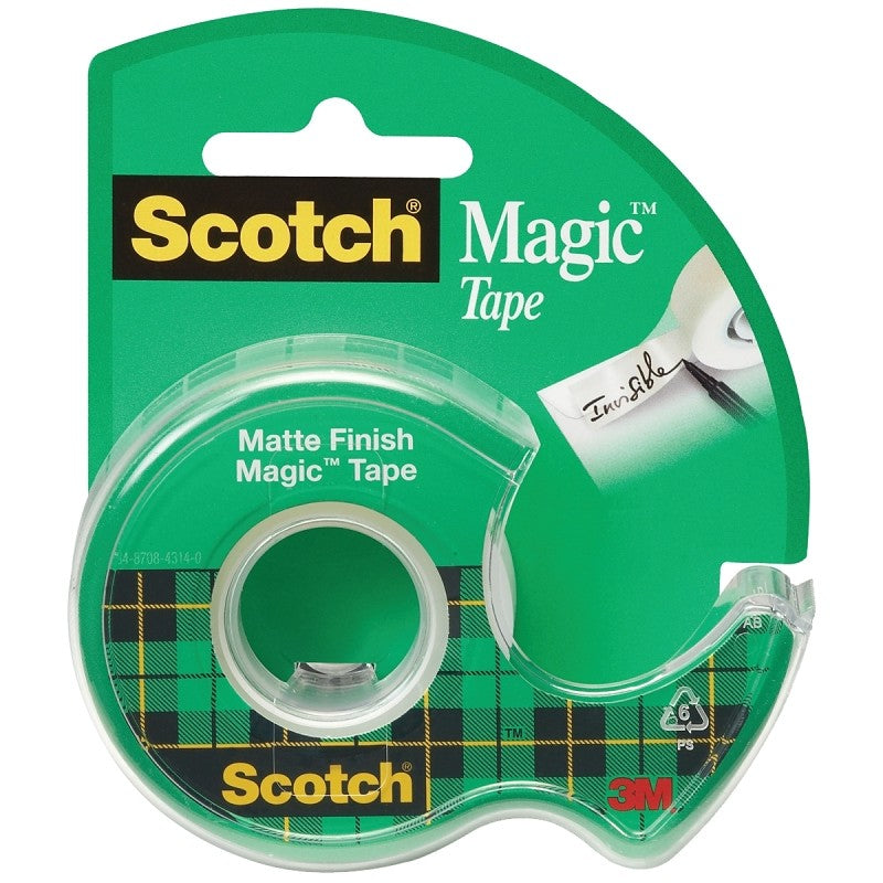 Scotch Magic 105 Office Tape, 300 in L, 3/4 in W, Plastic Backing (Pack of 12)