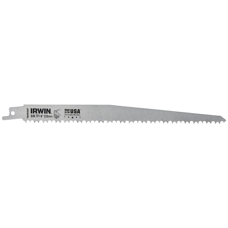 Irwin IWAR596P Reciprocating Saw Blade, 0.74 in W, 9 in L, 5/6 TPI, HSS Cutting Edge