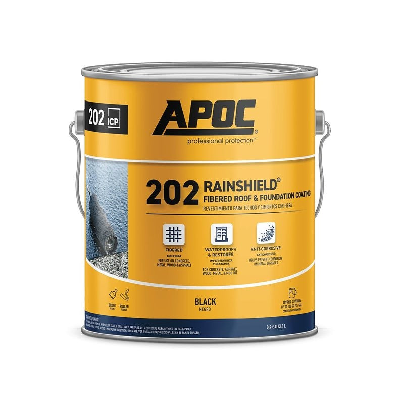APOC 202 Rainshield AP-202 Series AP-2021 Fibered Roof and Foundation Coating, Black, 1 gal, Pail, Liquid (Pack of 4)