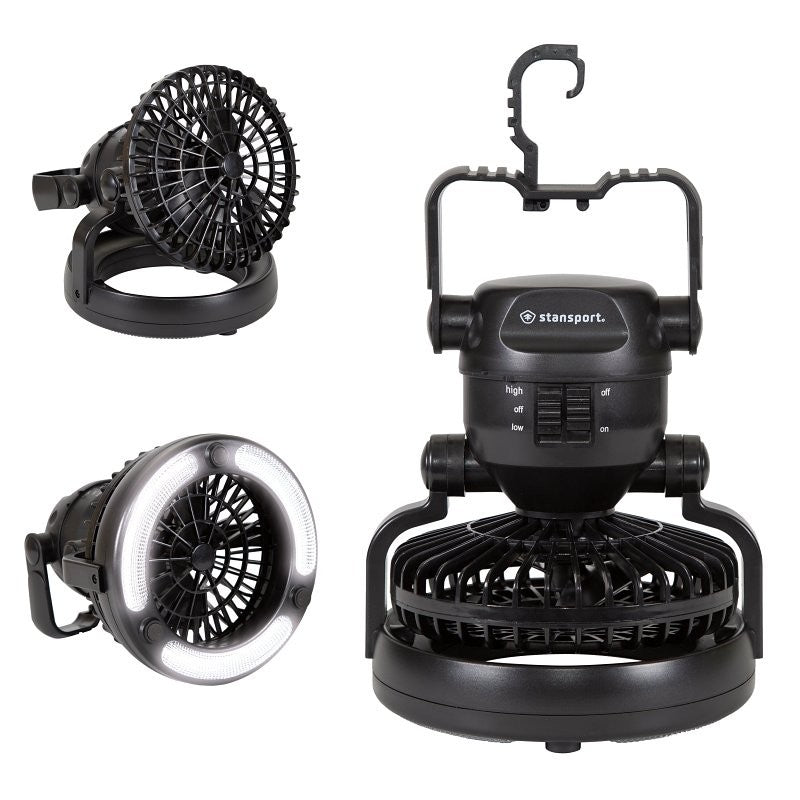 Stansport 450 Lantern and Fan Combo, 18-Lamp, LED Lamp, 40 Lumens Lumens, 240 hr Max Runtime, Black (Pack of 3)