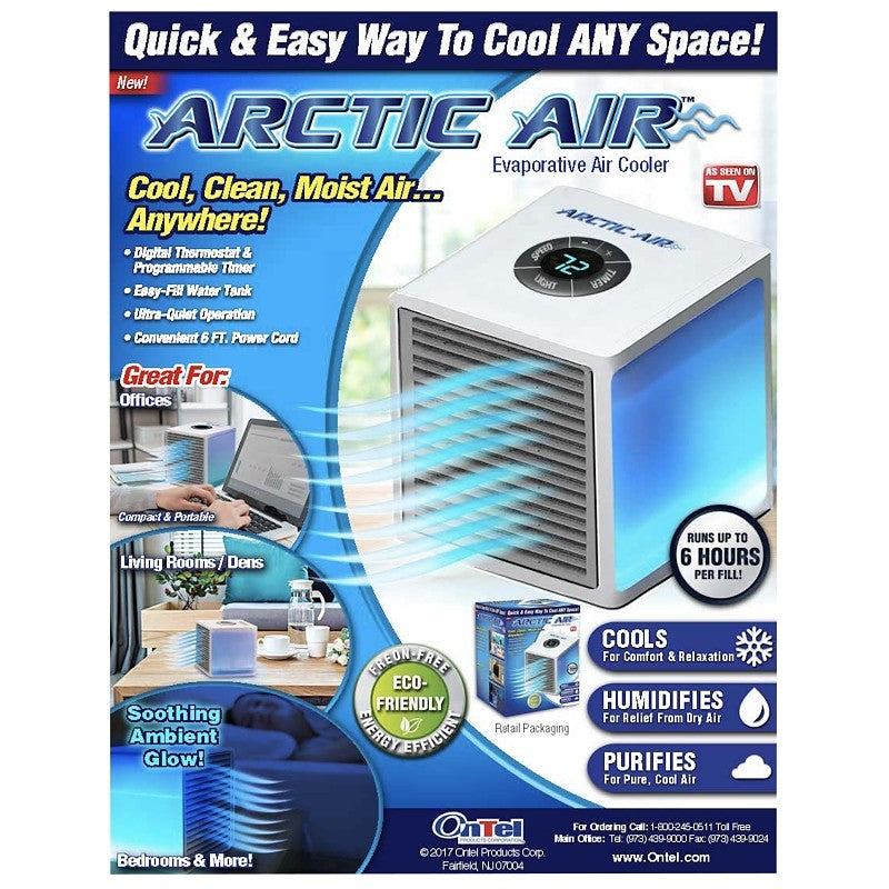 ARCTIC AIR Ultra AAU-MC12/4 Portable Evaporative Cooler, 1 gal Tank, 3-Speed, 120 V, 1.5 A, Blue/White