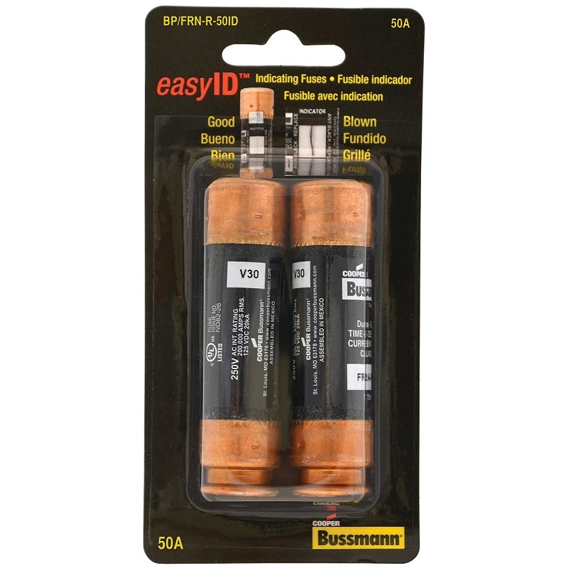 Bussmann BP/FRN-R-50ID Time Delay Fuse, 50 A, 250 V, 20, 200 kA Interrupt
