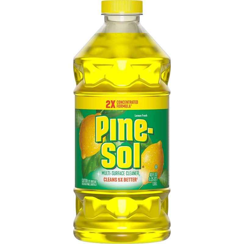 Pine-Sol 10041294601655 Multi-Surface Cleaner and Disinfectant, 40 oz, Bottle, Liquid, Lemon Fresh (Pack of 8)