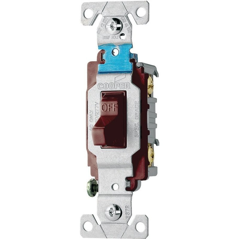 Eaton Wiring Devices CS115B Toggle Switch, 15 A, 120/277 V, Screw Terminal, Nylon Housing Material, Brown