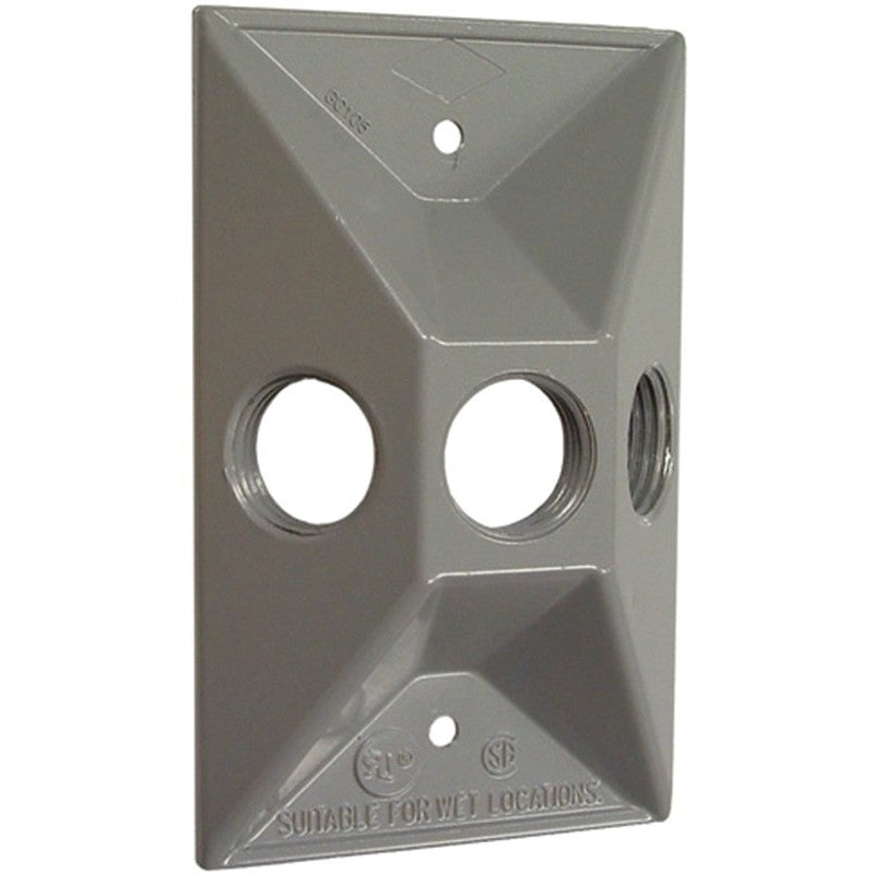 Hubbell 5189-5 Cover, Cluster, Lampholder, 4-19/32 in L, 2-27/32 in W, Rectangular, 1-Gang, Zinc, Gray, 6/CD