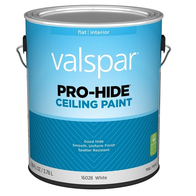 Valspar Pro-Hide 16028 028.0016028.007 Ceiling Paint, Flat, White, 1 gal, Metal Pail, Latex Base (Pack of 4)