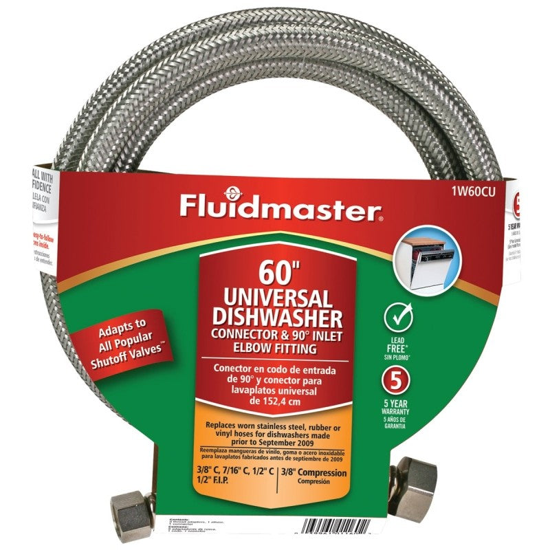 Fluidmaster 1W60CU Universal Dishwasher Connector, 3/8 in, Polymer/Stainless Steel