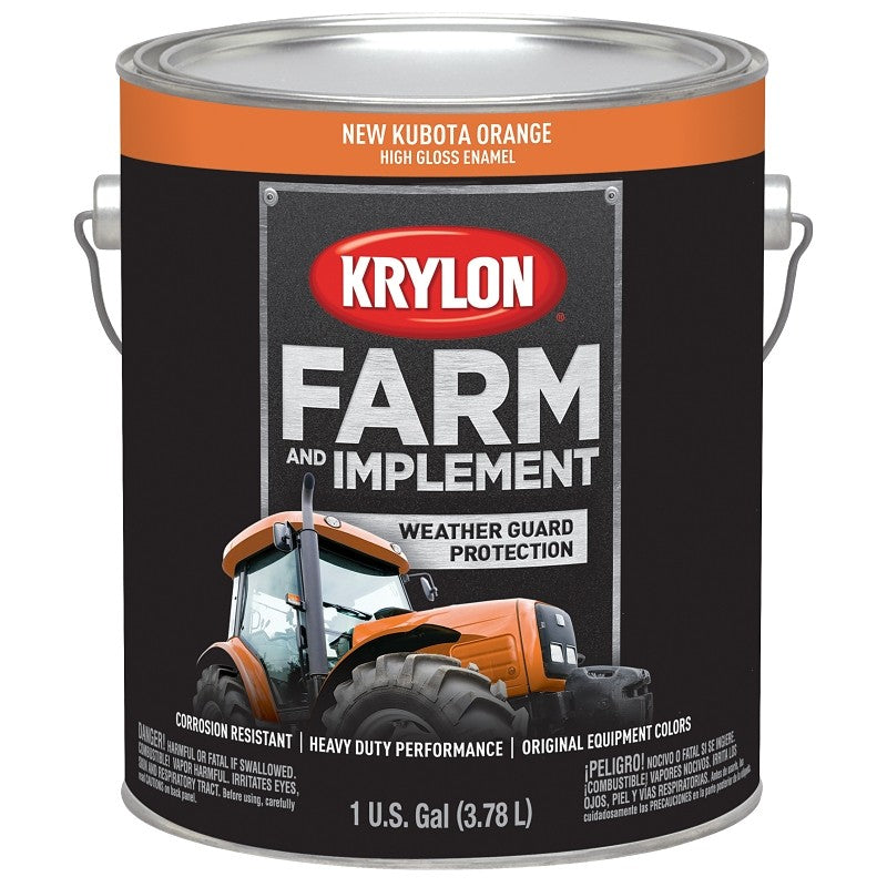 Krylon K01986000 Farm Equipment Paint, High-Gloss Sheen, New Kubota Orange, 1 gal, 50 to 200 sq-ft/gal Coverage Area (Pack of 4)