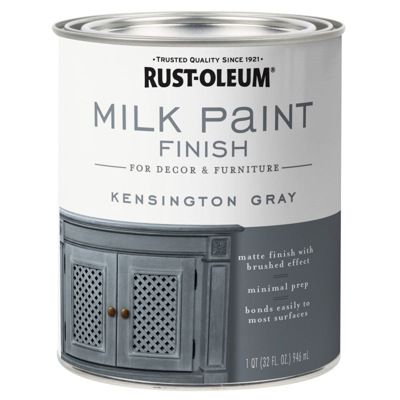 Rust-Oleum 331053 Milk Paint, Matte, Kensington Gray, 1 qt, Can