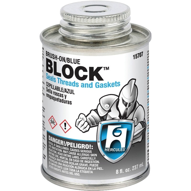 Hercules Brush-on Block 15707 Thread and Gasket Sealant, 8 oz, Can, Liquid, Paste, Blue