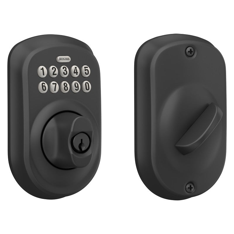 Schlage BE365 V PLY 622 Electronic Deadbolt, 19 Number of User Codes, 1 in Projection, Matte Black, 1 Grade, 1/CD