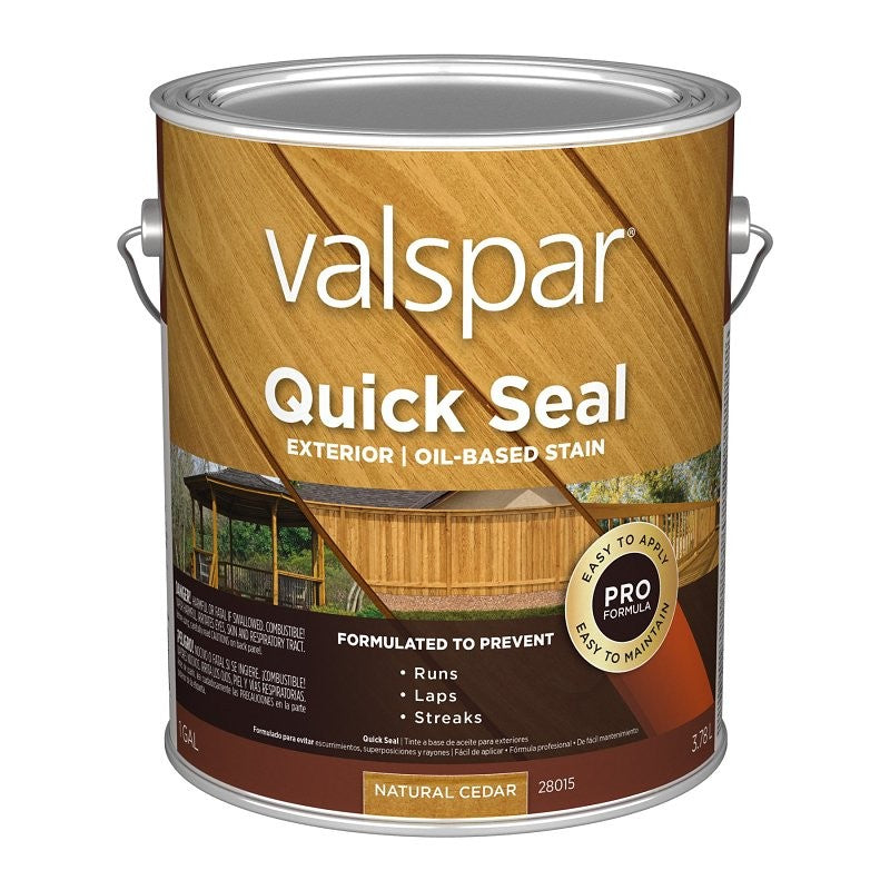 Valspar Quick Seal VL1028015-16 Exterior Stain, Semi-Transparent, Natural Cedar, Liquid, 1 gal (Pack of 4)