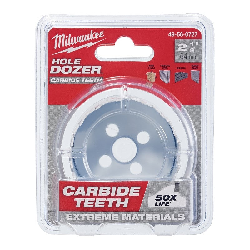Milwaukee 49-56-0727 Hole Saw, 2-1/2 in Dia, 1.62 in D Cutting, 4 TPI, Carbide Cutting Edge