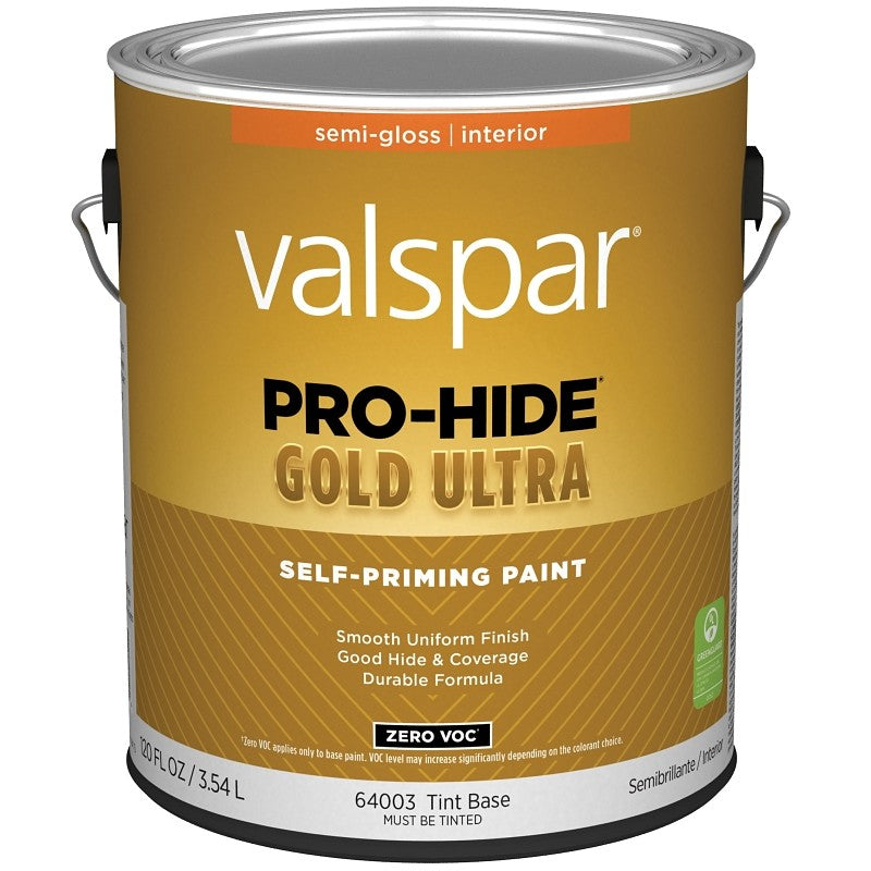 Valspar Pro-Hide Gold Ultra 6400 028.0064003.007 Latex Paint, Acrylic Base, Semi-Gloss Sheen, Tint White, 1 gal (Pack of 4)