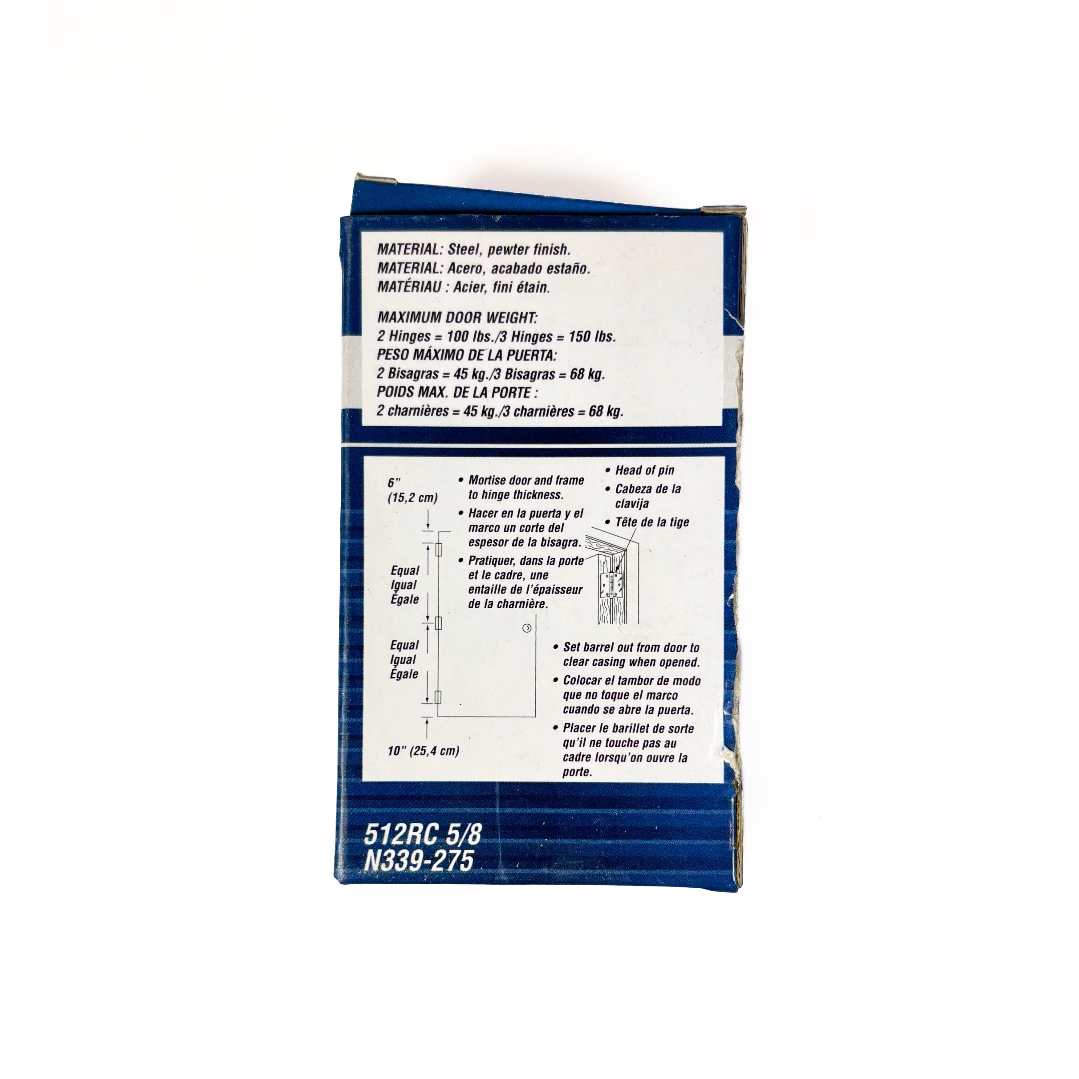 Door Hinges 3 Inch 5/8 Radius Pewter 2 Pack