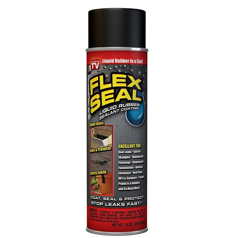 Flex Seal FSR20 Rubberized Spray Coating, 12 sq-ft Coverage Area, Black, 14 oz Can (POS)