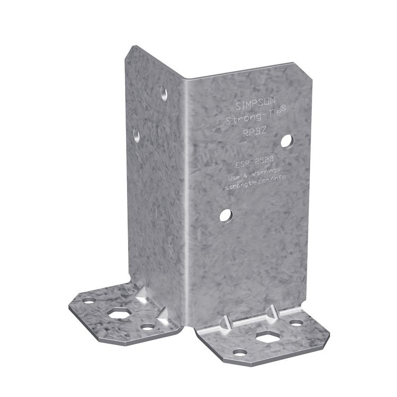 Simpson Strong-Tie RPBZ Retrofit Post Base, 4 x 6 in Post, 12 ga Gauge, Steel, ZMAX (Pack of 12)