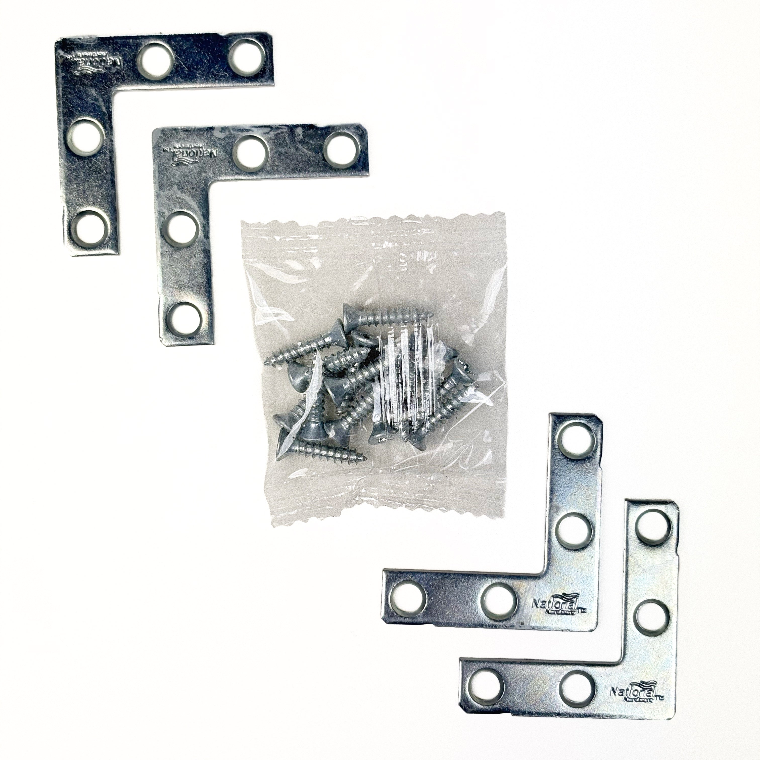 Flat Corner Iron Braces 1-1/2 by 3/8 by 0.07 Inch Zinc Plated Steel 4 Pack