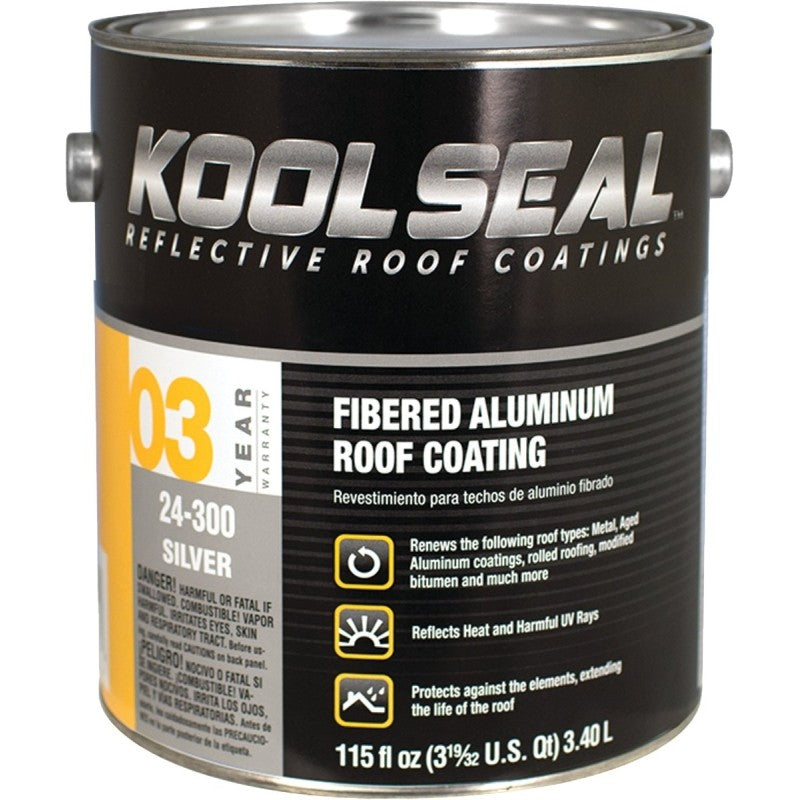 Kool Seal KS0024300-16 Roof Coating, Silver, 1 gal Pail (Pack of 4)