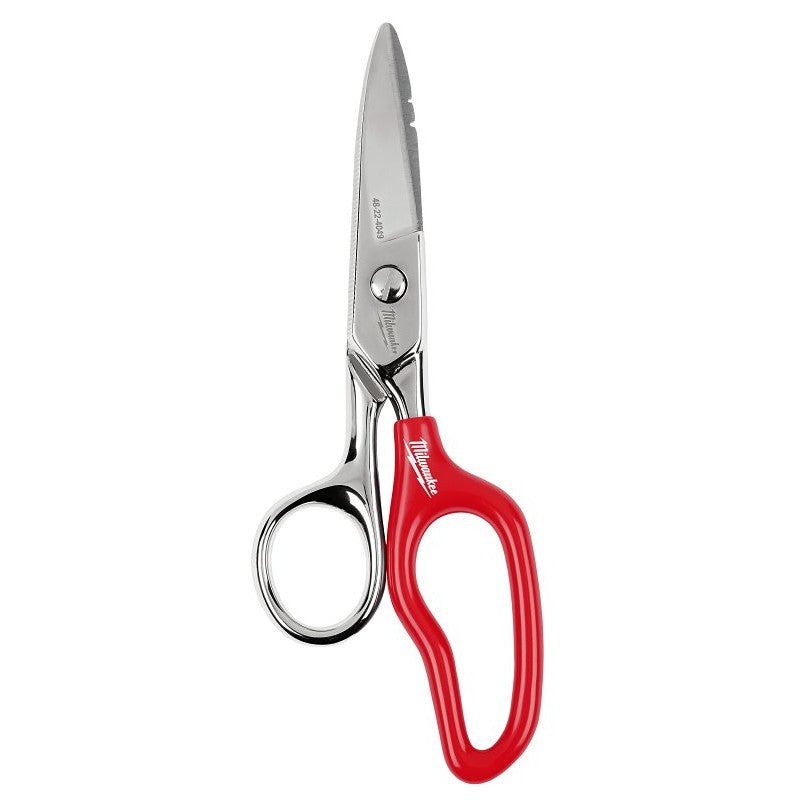 Milwaukee 48-22-4049 Electrician Scissors, 6-1/2 in OAL, 2 in L Cut, Stainless Steel Blade, Extended Handle