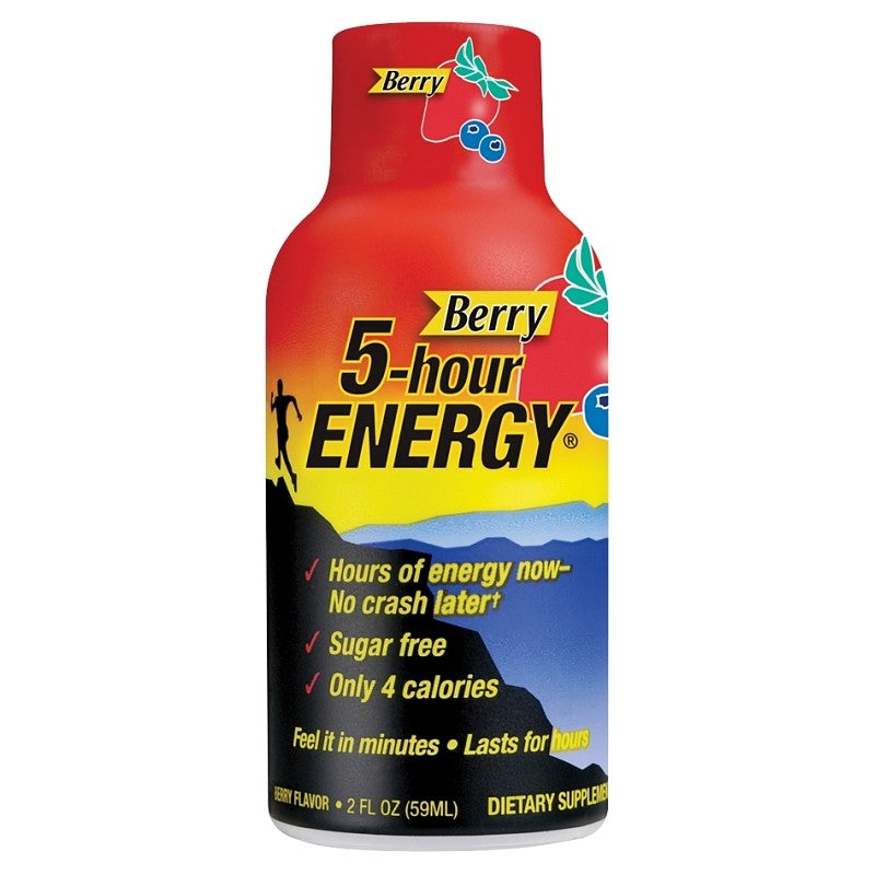 5-hour ENERGY 500181 Sugar-Free Energy Drink, Liquid, Berry Flavor, 1.93 oz Bottle (Pack of 12)