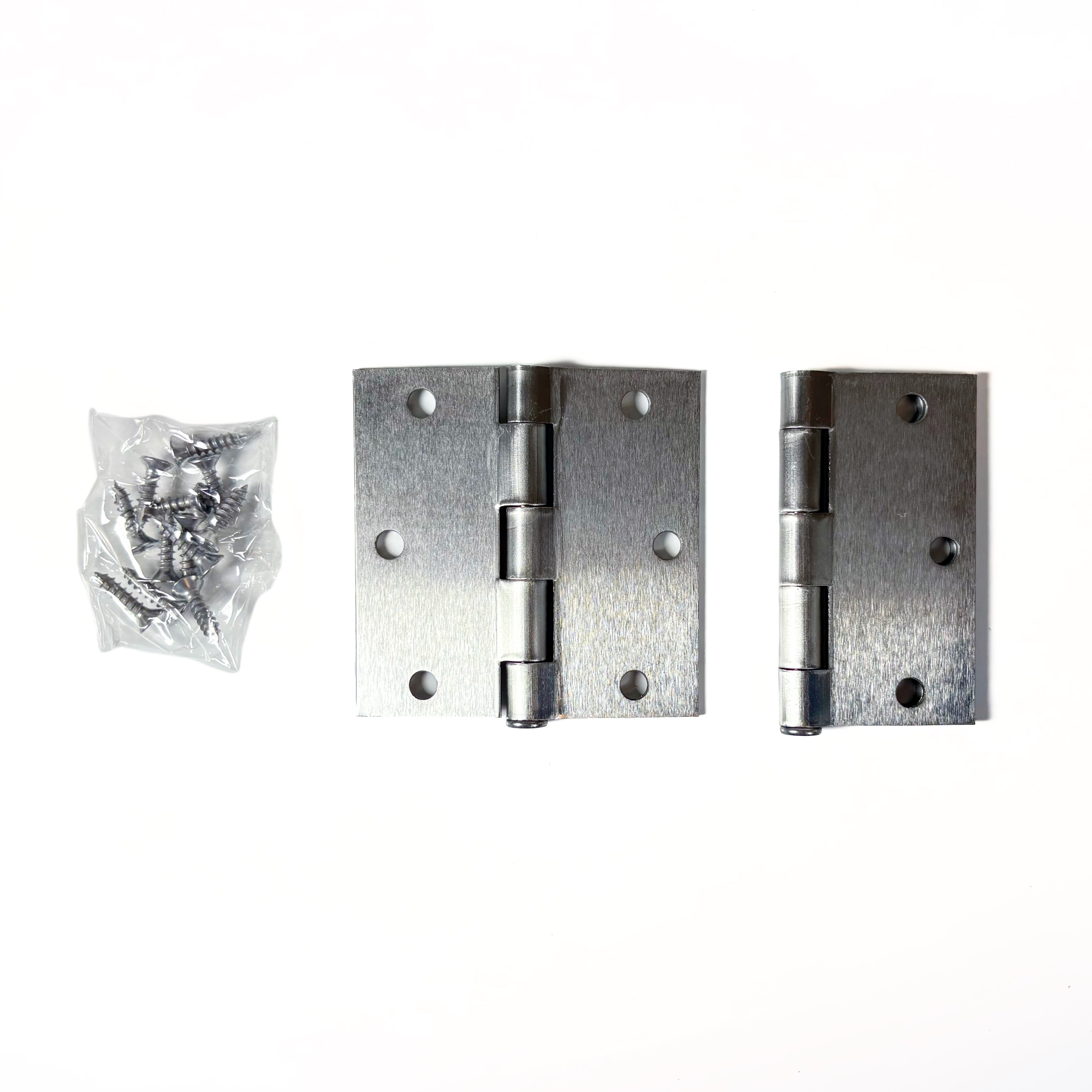 Door Hinges 3-1/2 Inch Square Corner Satin Chrome 2 Pack