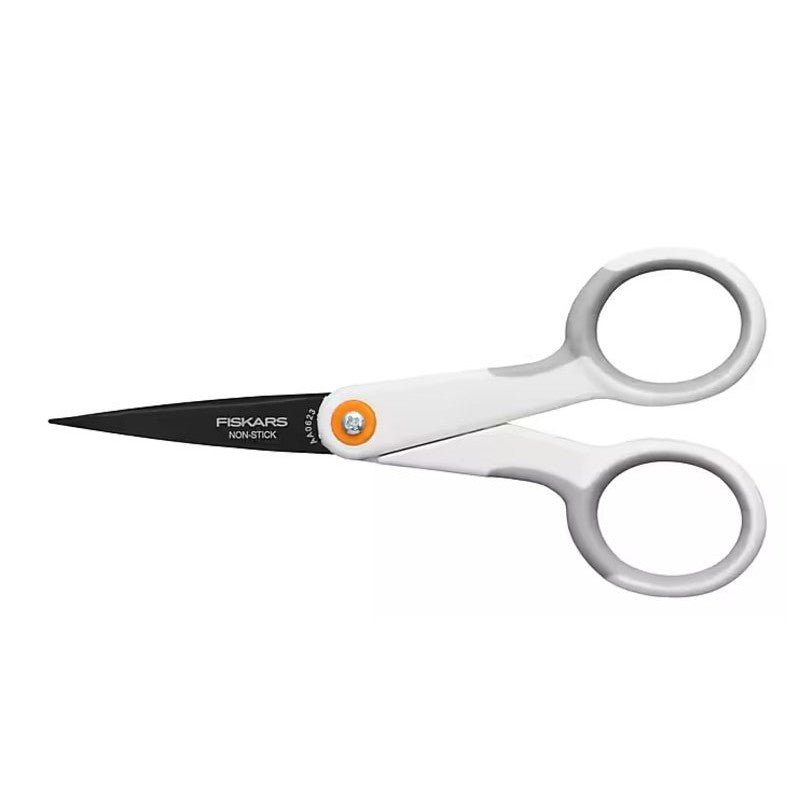 Fiskars 1069763 Non-Stick Scissor, 4.9 in OAL, 1-13/16 in L Cut, Stainless Steel Blade, Double Loop Handle