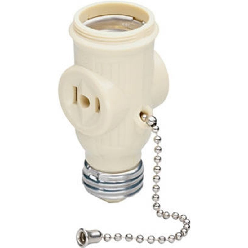 Legrand 1406ICC10 Lamp Holder/Outlet Adapter, 250 W, 2-Outlet, Ivory