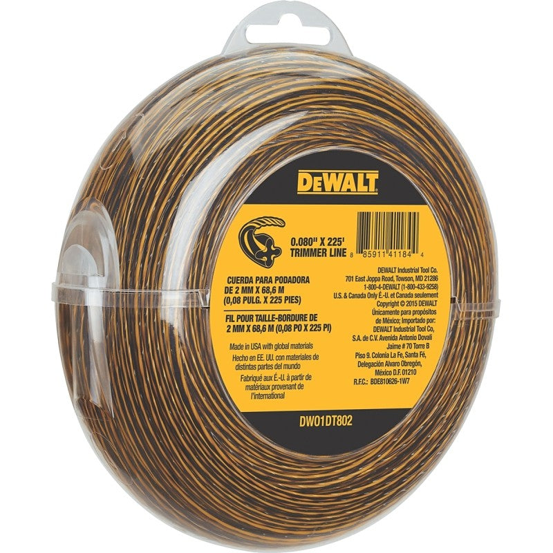 DEWALT DWO1DT802 Trimmer Line, 0.080 in Dia, 225 ft L, Yellow